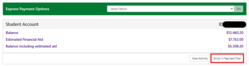 Enroll in Payment Plan Button